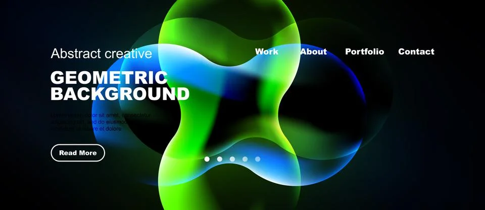Abstract geometric background design. Vibrant colors, fluid shapes, website Illustrazione stock