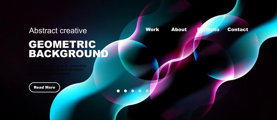 Abstract geometric background design. Vibrant colors, flowing shapes, website Illustrazione stock