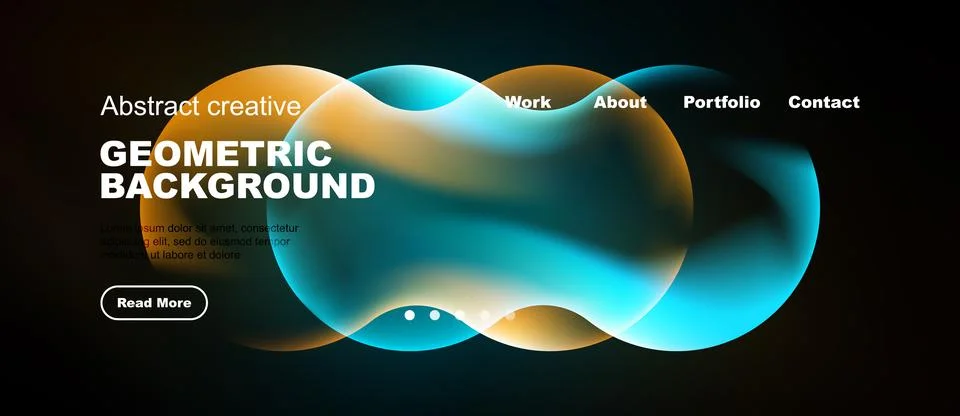 Abstract geometric background design. Vibrant colors, flowing shapes, text Stock Illustration