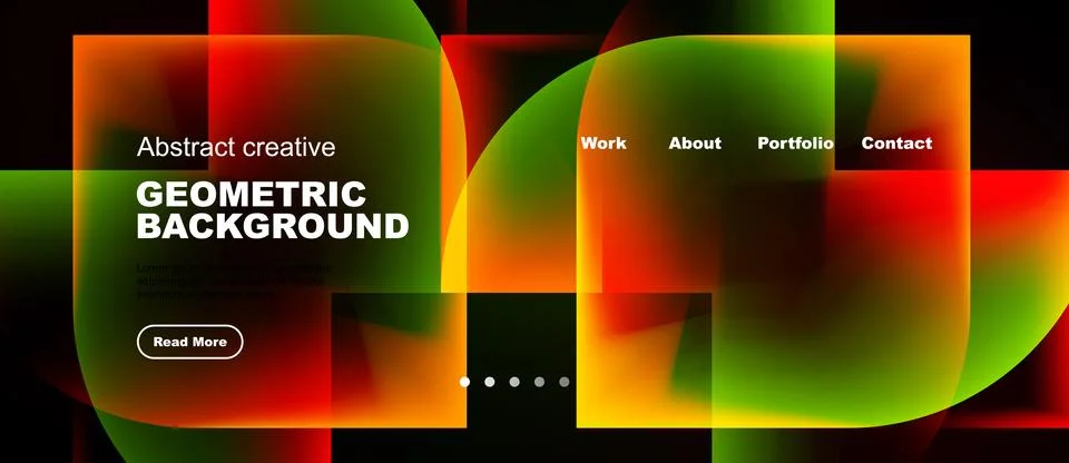 Abstract geometric background design. Vibrant colors, flowing shapes, website Illustrazione stock