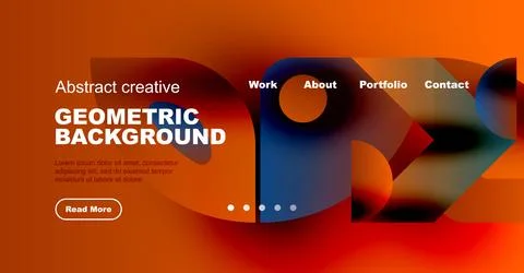 Abstract geometric background design. Warm colors dominate, featuring text Illustrazione stock