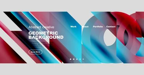Abstract geometric background design. Website header with navigation elements, Illustrazione stock
