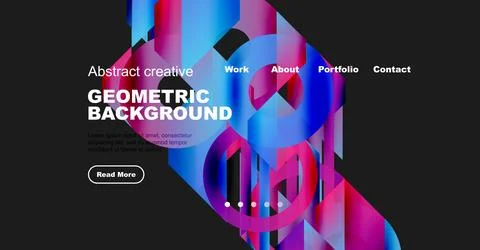 Abstract geometric background design. Website header with navigation elements, Stock Illustration