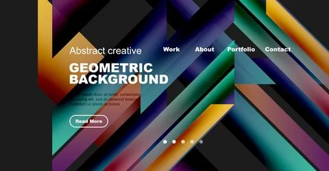 Abstract geometric background design. Website header features vibrant colors, Stock Illustration