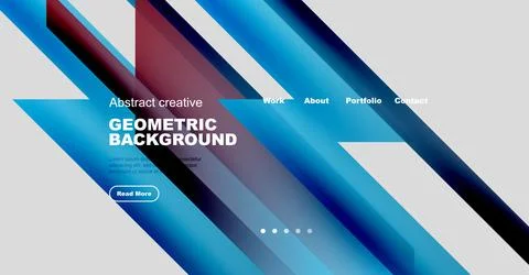 Abstract geometric background design. Website header with navigation elements, イラスト素材