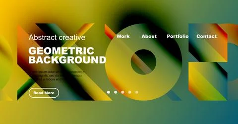 Abstract geometric background design. Website header with navigation elements, Stock Illustration