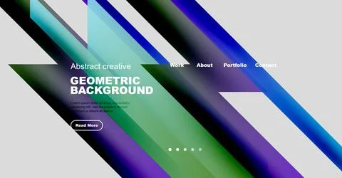 Abstract geometric background design. Website header with navigation elements, 스톡 일러스트