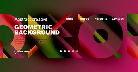 Abstract geometric background design. Website header with navigation elements, 스톡 일러스트