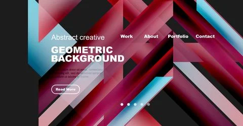 Abstract geometric background design. Website header with navigation elements, Illustrazione stock