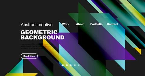 Abstract geometric background design. Website header with navigation elements, イラスト素材