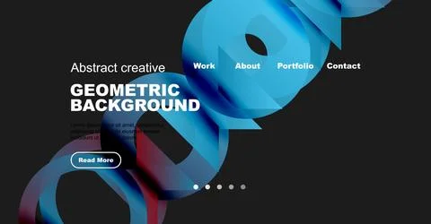 Abstract geometric background design. Website header with navigation options, Illustrazione stock