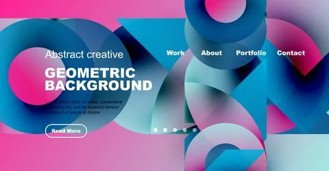 Abstract geometric background design. Website header with navigation elements, Illustrazione stock