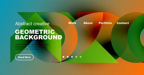 Abstract geometric background design. Website header with navigation elements, イラスト素材