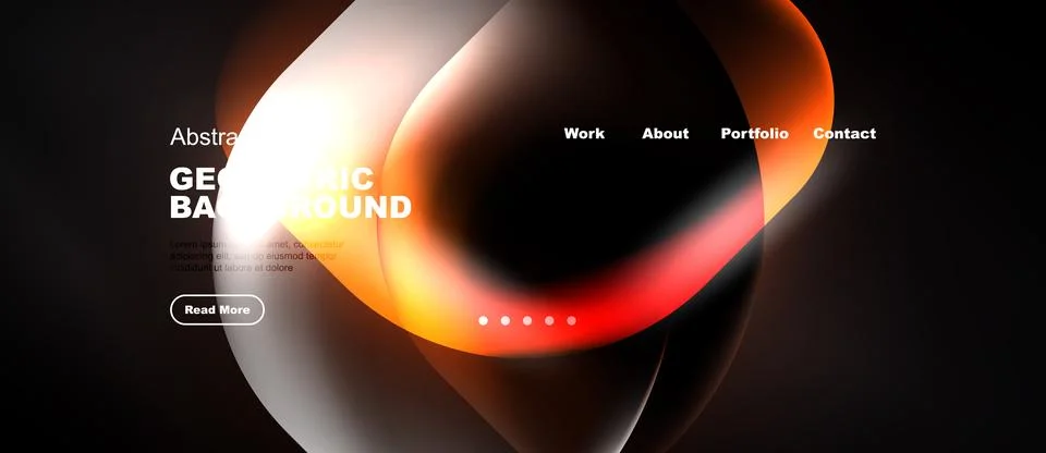 Abstract geometric background design. Website header features flowing shapes, Stock Illustration