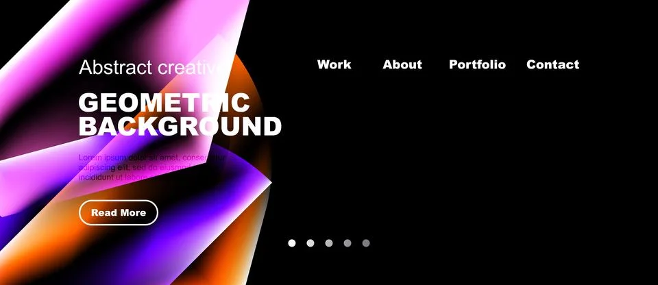 Abstract geometric background design. Website header with navigation elements Stock Illustration