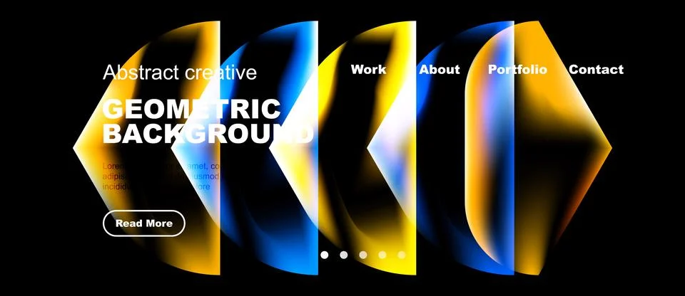 Abstract geometric background design. Website mockup with navigation elements Stock Illustration