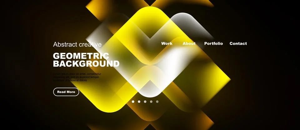 Abstract geometric background design. Yellow, orange gradients dominate dark Stock Illustration
