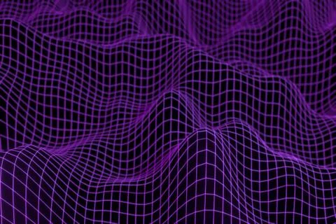 Abstract geometric background with digital landscape or waves . Montain wiref Stock Illustration