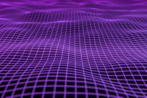 Abstract geometric background with digital landscape or waves . Montain wiref Stock Illustration