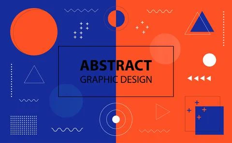 Abstract geometric background, Digital technology banner blue orange background Stock Illustration