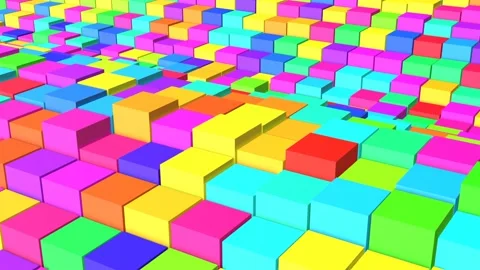 Abstract geometric background. Dynamic cubes in motion. Multicolored shapes. Stock Footage 229809169