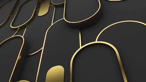 Abstract geometric background Elegant black and gold curved square Use in g.. Stock Photos