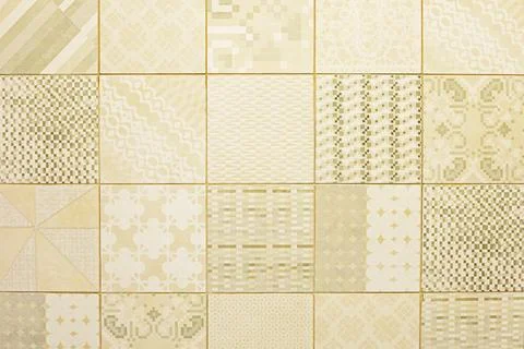 Abstract geometric background of facing interior tiles for interiors Stock Photos