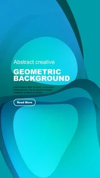 Abstract geometric background features flowing blue shapes, dark backdrop, text Stock Illustration