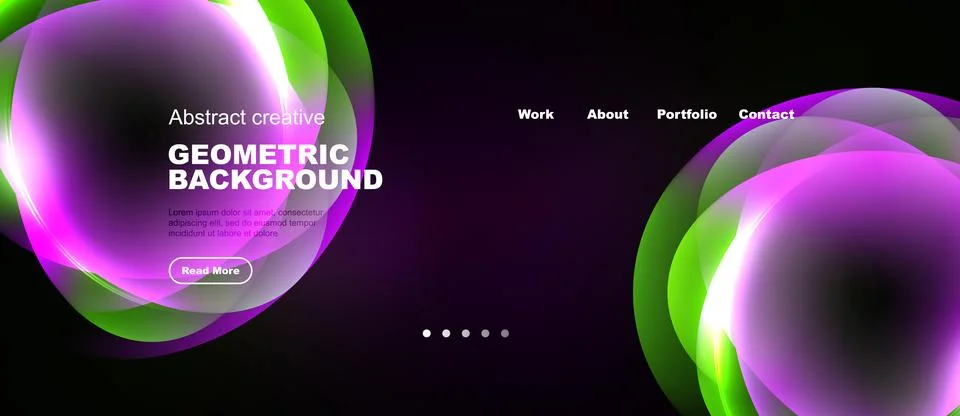 Abstract geometric background features flowing purple, green shapes. Minimali Stock Illustration