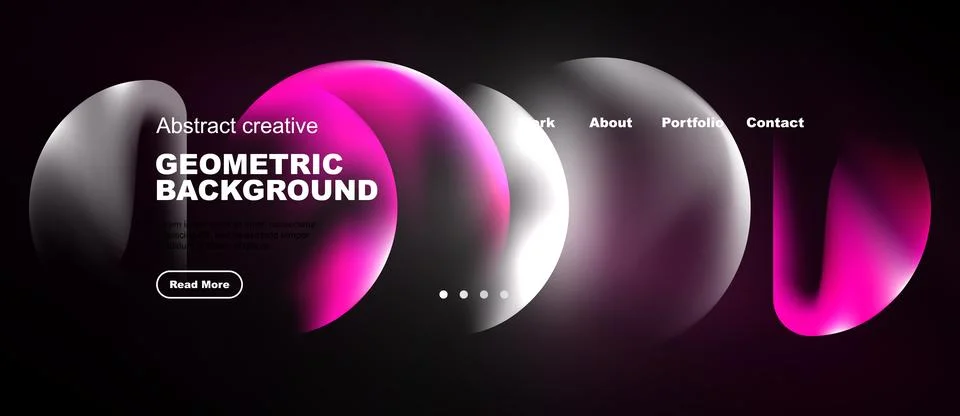 Abstract geometric background features flowing shapes, pink hues, dark tones. Stock Illustration
