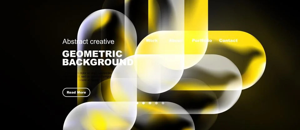 Abstract geometric background features flowing shapes, yellow hues, dark Stock Illustration