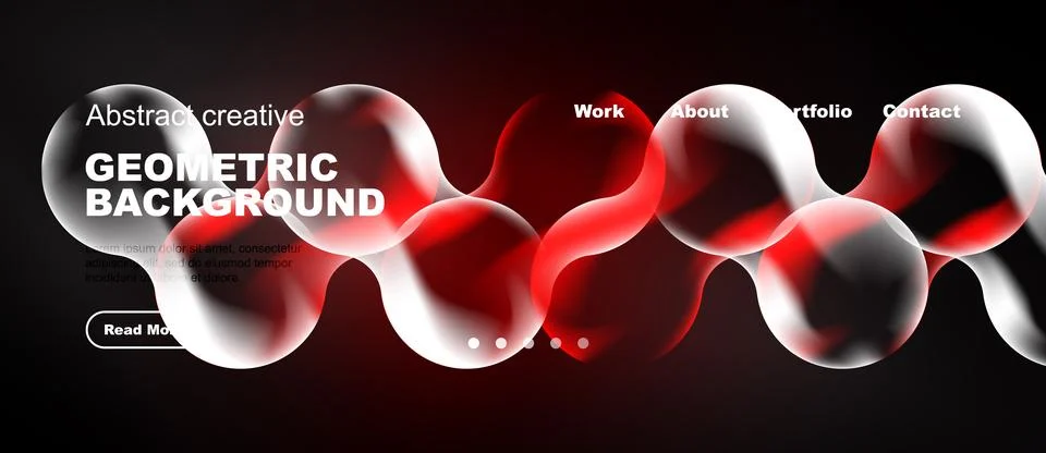 Abstract geometric background features flowing red shapes, white accents, dar Stock Illustration
