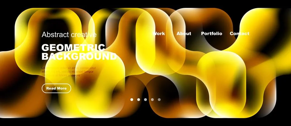 Abstract geometric background features flowing orange shapes. Website navig.. Stock Illustration