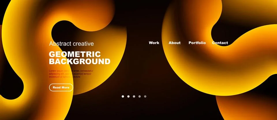 Abstract geometric background features fluid shapes, warm colors, text elem.. Stockillustratie