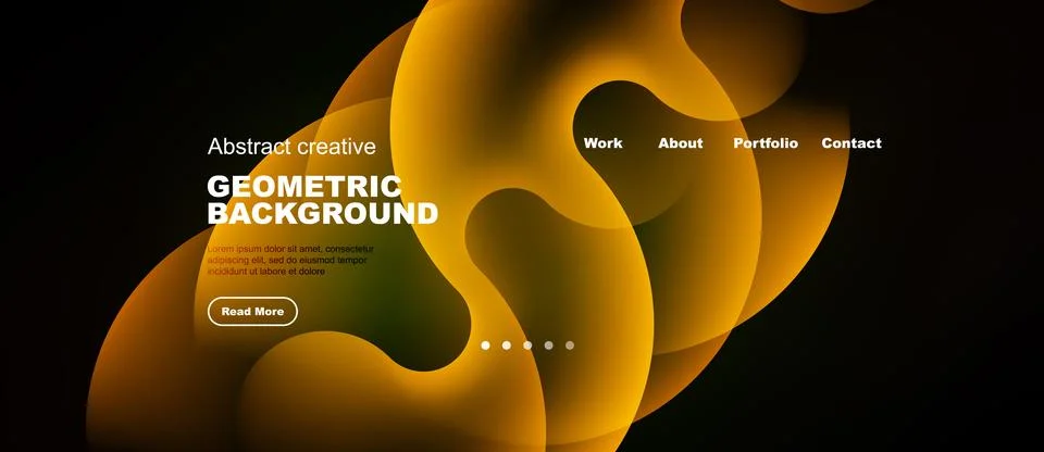 Abstract geometric background features fluid shapes, warm colors, text elem.. Stockillustratie