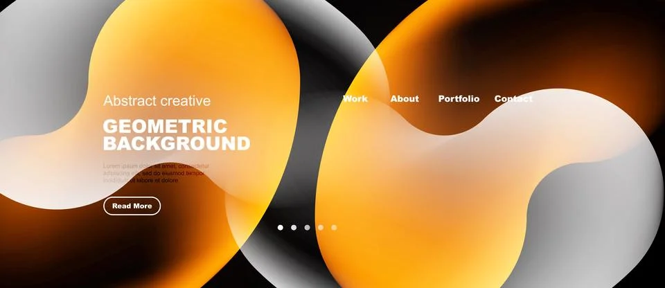 Abstract geometric background features orange, gray shapes. Website header Stock Illustration