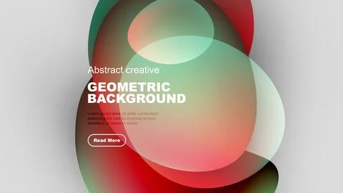 Abstract geometric background features overlapping colorful shapes. Text block Stock Illustration