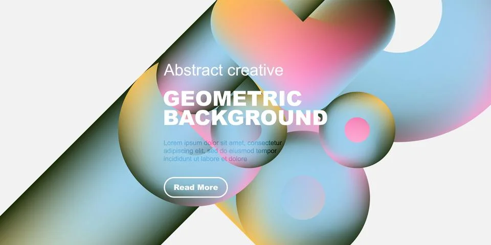 Abstract geometric background features overlapping colorful shapes. Text Stock Illustration