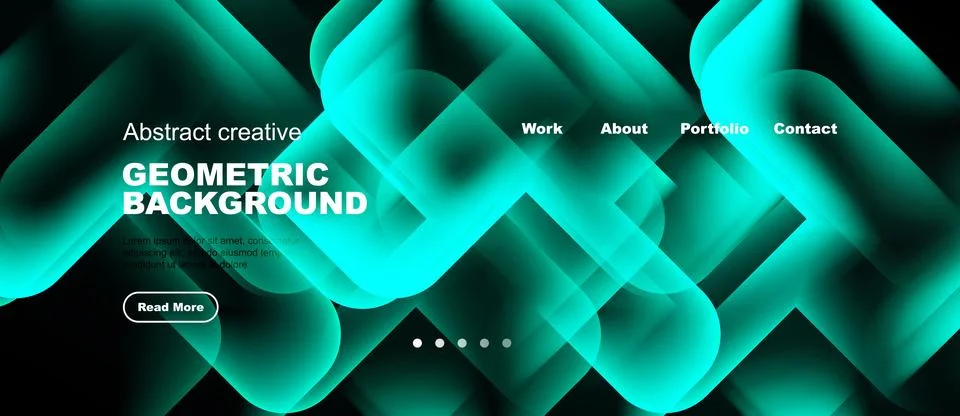 Abstract geometric background features teal shapes, dark backdrop. Navigation Stock Illustration