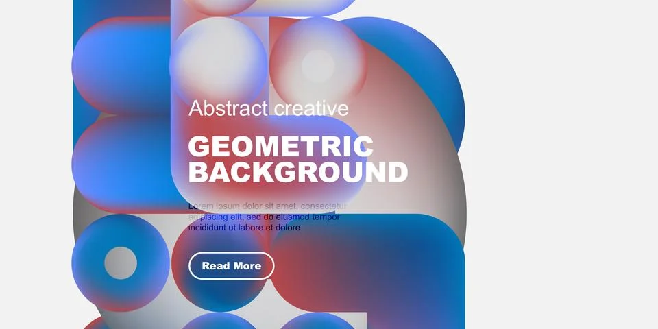 Abstract geometric background features vibrant blue, red hues. Text overlay Stock Illustration