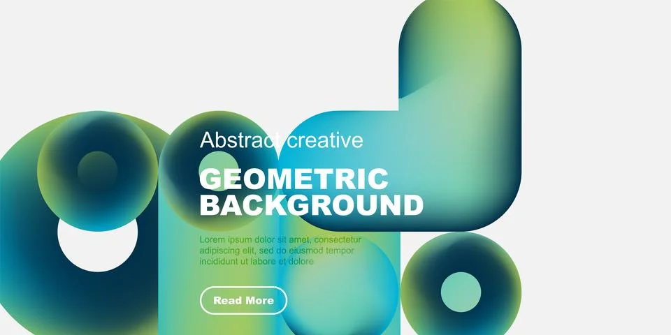 Abstract geometric background features vibrant colors, rounded shapes, text, 库存插图