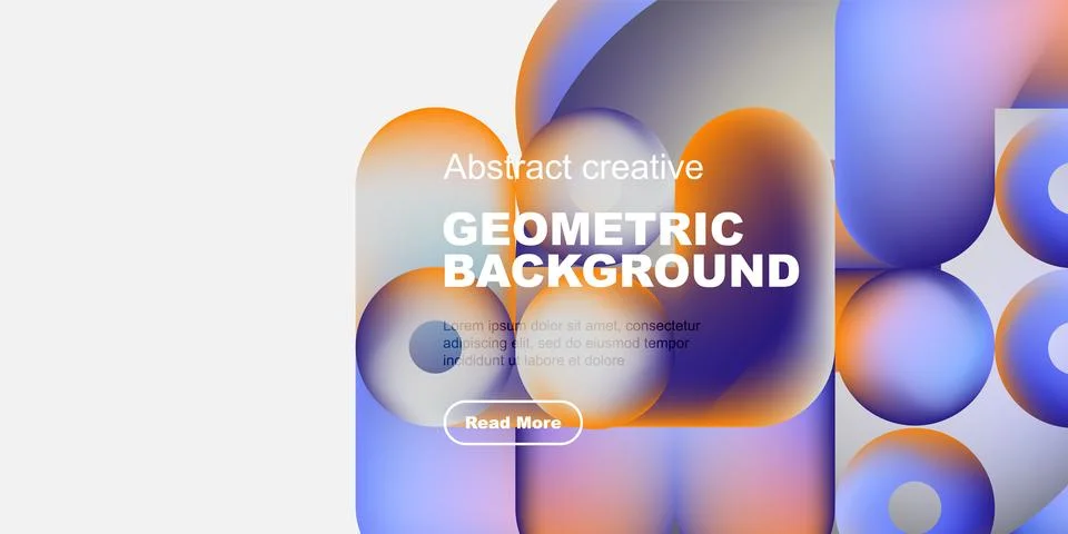 Abstract geometric background features vibrant orange, blue shapes. Text 库存插图