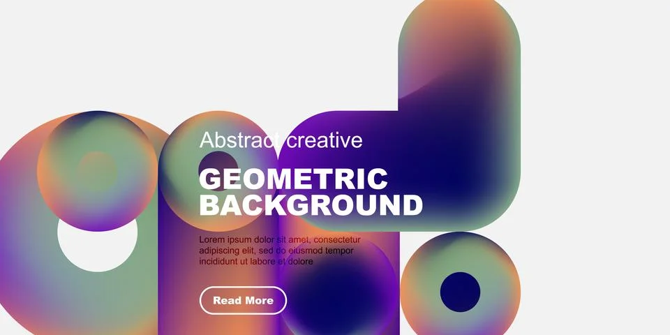 Abstract geometric background features vibrant gradients, rounded shapes, text Stockillustratie