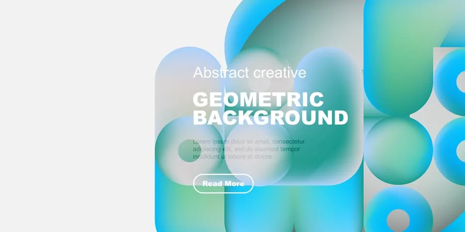 Abstract geometric background features vibrant blue shapes, text overlay, button 스톡 일러스트