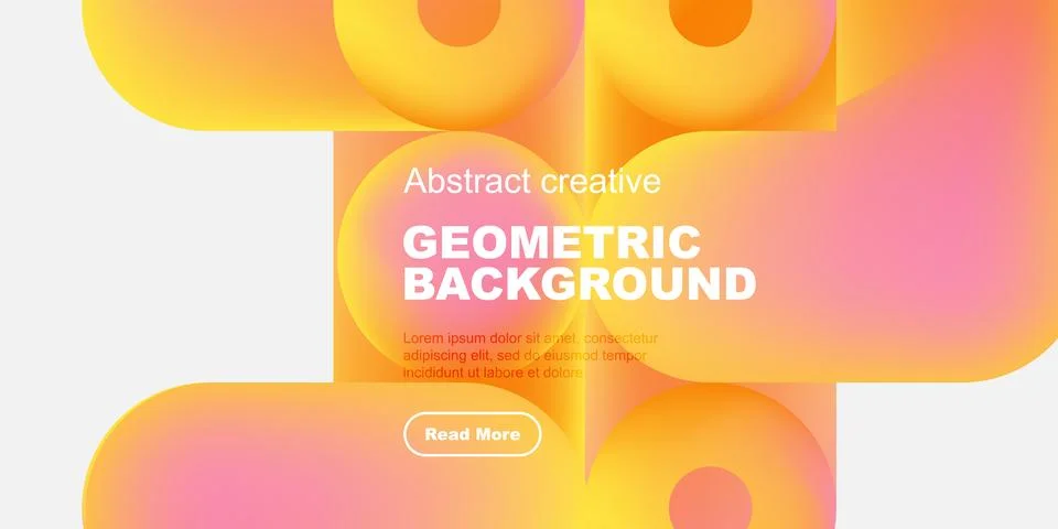 Abstract geometric background features vibrant orange, yellow hues. Text block Stock Illustration