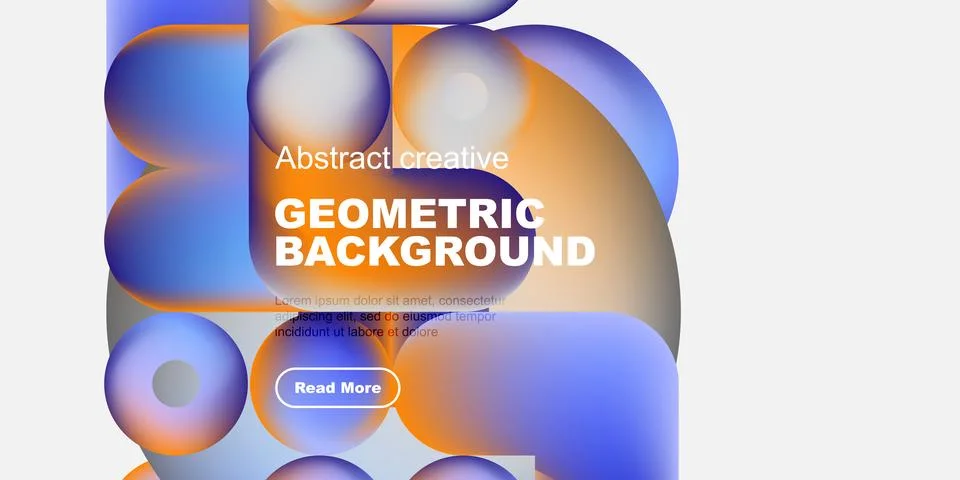 Abstract geometric background features vibrant blue, orange shapes. Text Stock Illustration