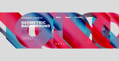 Abstract geometric background features vibrant layers, text elements, navigation 스톡 일러스트
