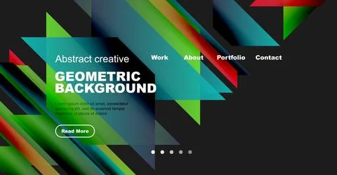 Abstract geometric background features vibrant colors, diagonal lines, text Stock Illustration
