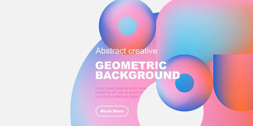 Abstract geometric background features vibrant overlapping circles. Text block Stock Illustration
