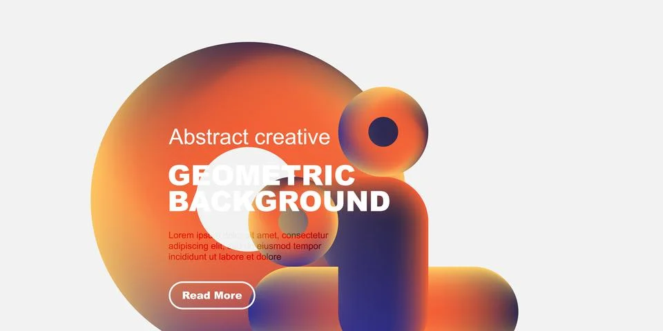 Abstract geometric background features vibrant orange, purple hues. Text overlay Illustrazione stock